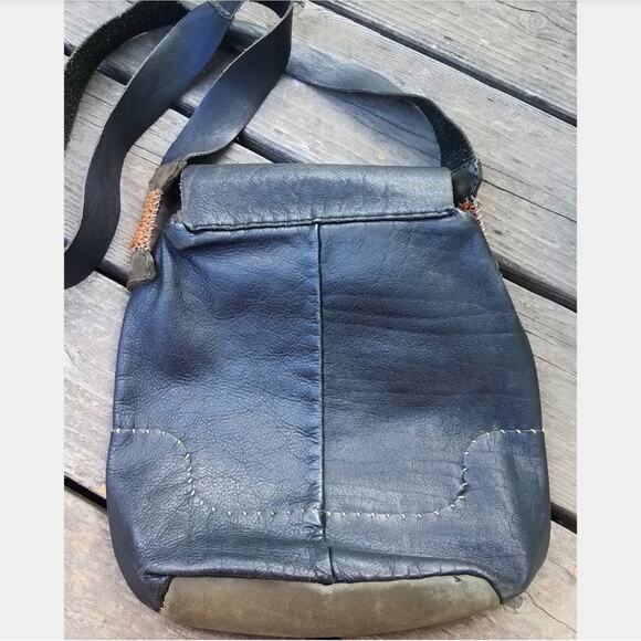 Vintage Handmade Leather Snakeskin Purse Black - Picture 2 of 4